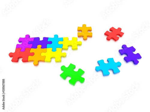 3D rendered Jigsaw Puzzle concept, depicting teamwork and connection