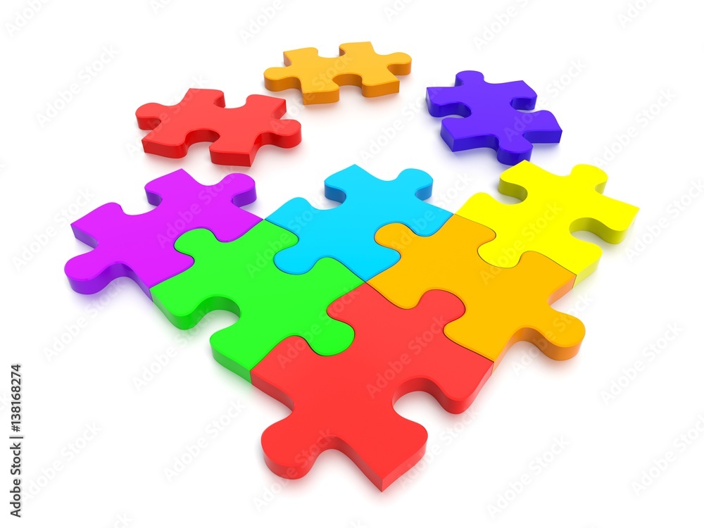 3D rendered Jigsaw Puzzle concept, depicting teamwork and connection 3D rendered Jigsaw Puzzle concept, depicting teamwork and connection