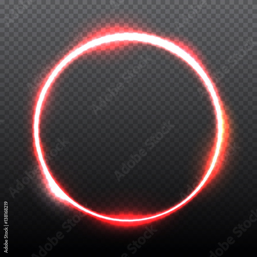 Round shining circle frame isolated on transparent background. Beautiful abstract luxury light ring. Vector illustration.