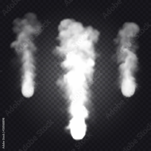 Beautiful realistic detailed smoke on transparent background. Vector illustration. Easy to use.
