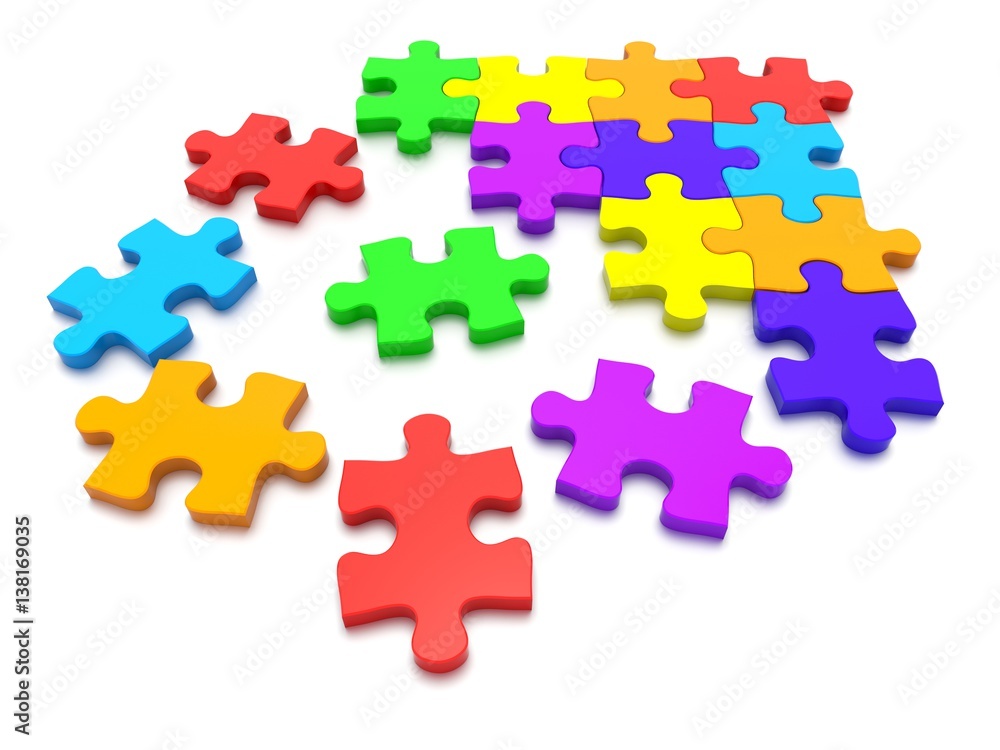 3D rendered Jigsaw Puzzle concept, depicting teamwork and connection 3D rendered Jigsaw Puzzle concept, depicting teamwork and connection