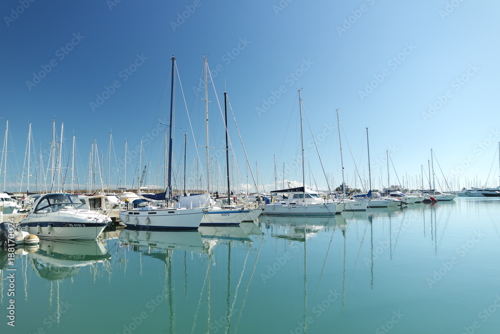 beautiful sailboats in the port