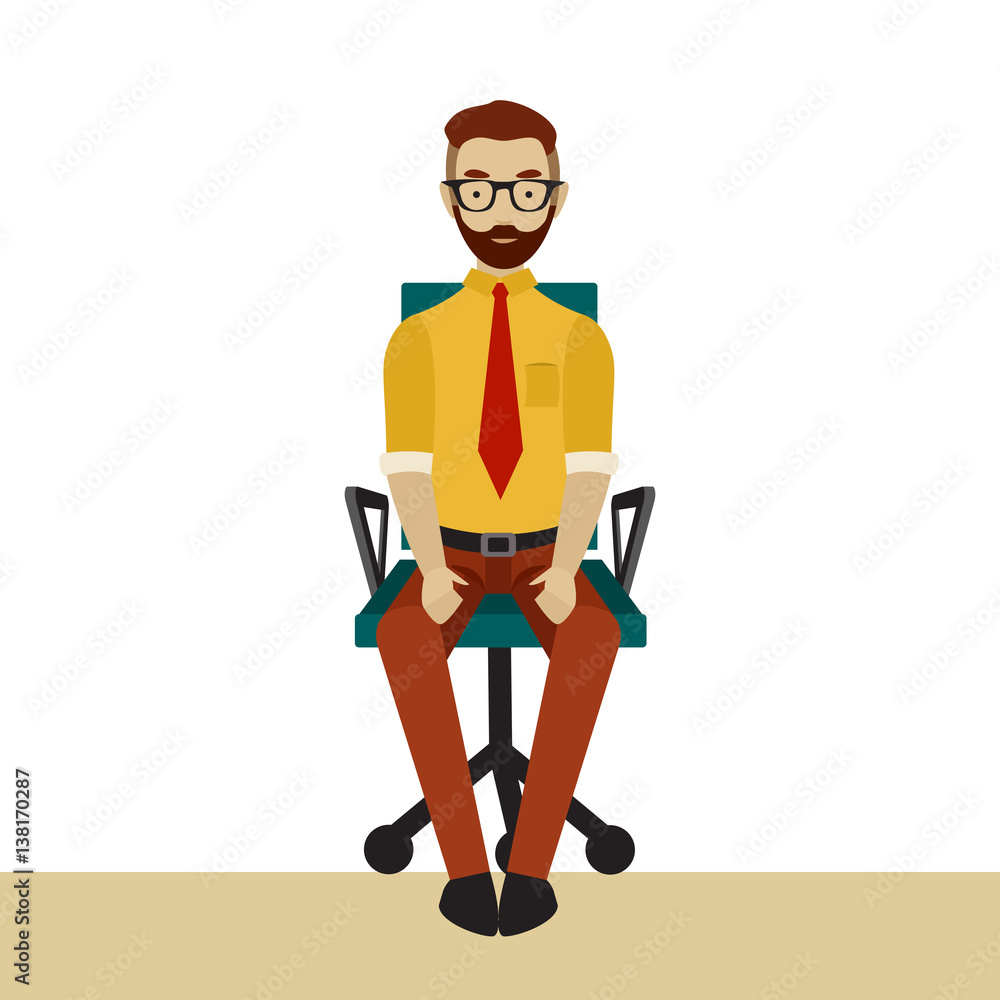 Man in business clothes is doing exercises for back on the office chair. Businessman in healthy pose with straight back. Man in business clothes is doing exercises for back on the office chair. Businessman in healthy pose with straight back.