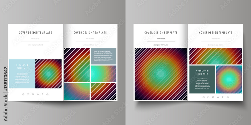 Business templates for bi fold brochure, flyer, report. Cover template, abstract vector layout in A4 size. Minimalistic design with circles, diagonal lines. Geometric shapes, beautiful background.