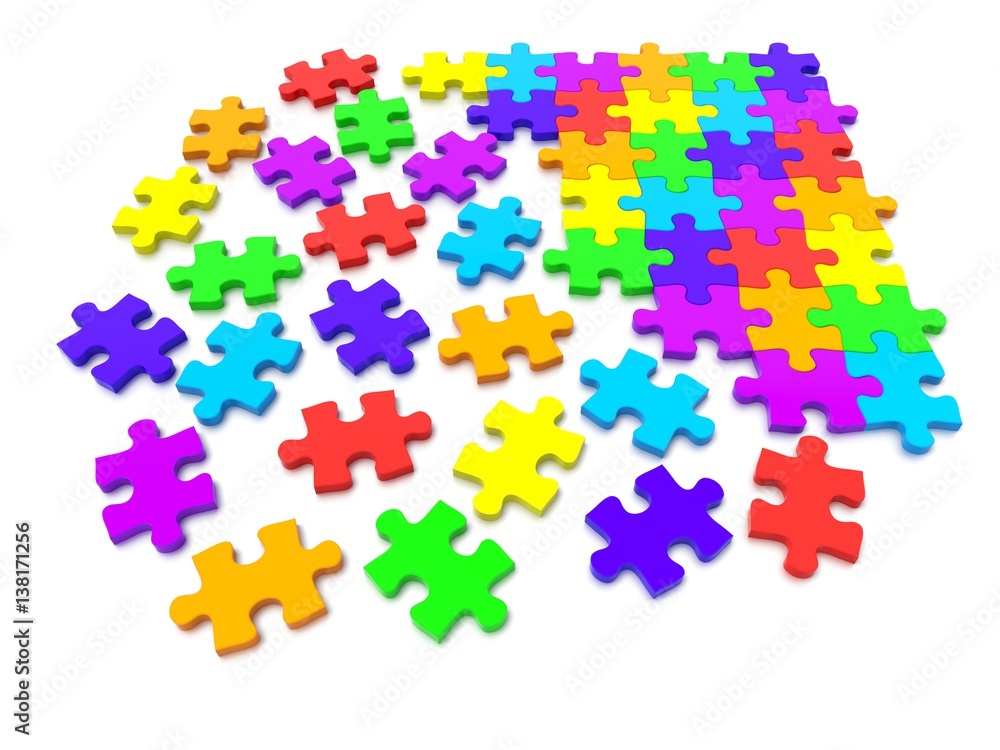 3D rendered Jigsaw Puzzle concept, depicting teamwork and connection 3D rendered Jigsaw Puzzle concept, depicting teamwork and connection
