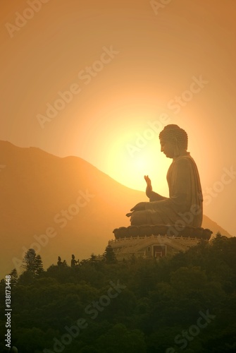 Tian Tan Buddha or Giant Buddha statue at Po Lin Monastery Ngong Ping, Lantau Island, Hong Kong, China photo