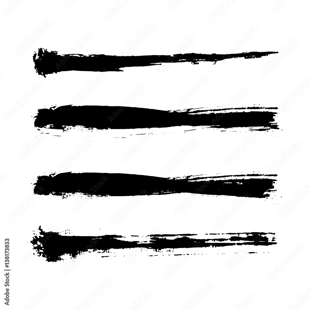 Black grunge banner set isolated on white. Spray ink brushes. Ve Black grunge banner set isolated on white. Spray ink brushes. Ve