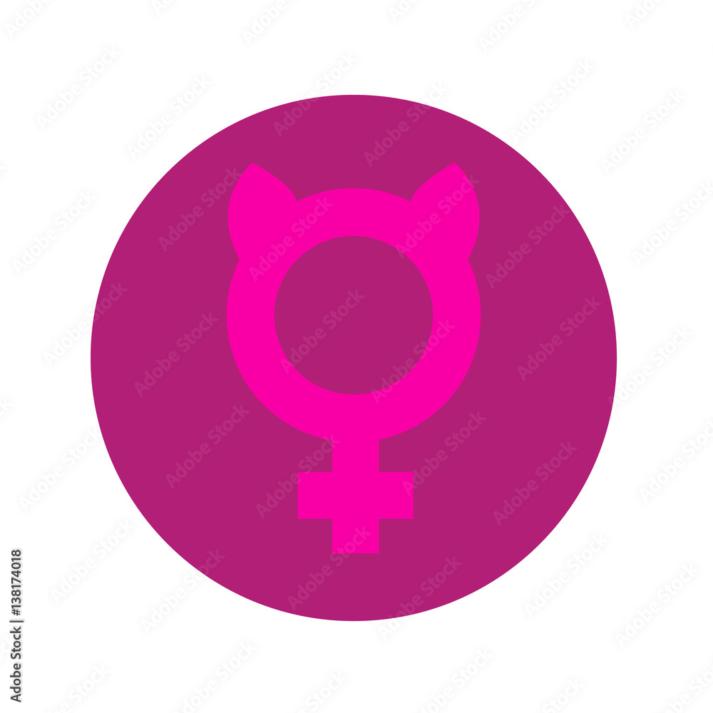 Icono plano femenino con orejas gato en círculo violeta Icono plano femenino con orejas gato en círculo violeta