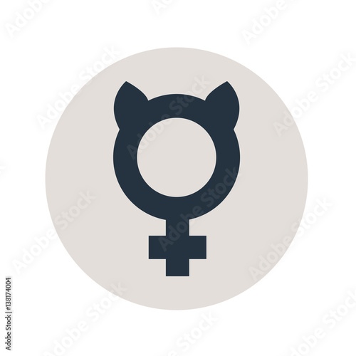 Icono plano femenino con orejas gato en círculo gris