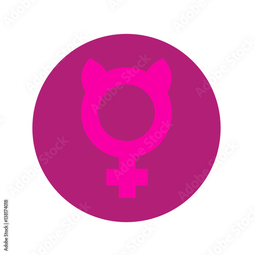 Icono plano femenino con orejas gato en círculo violeta