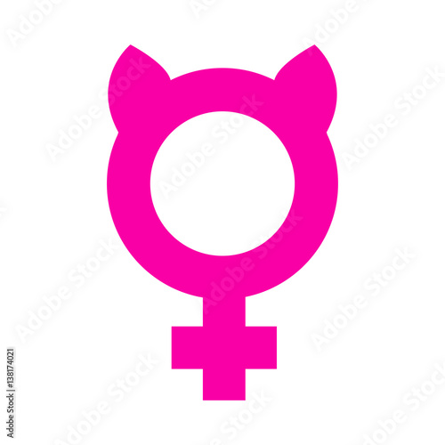 Icono plano femenino con orejas gato en fondo blanco