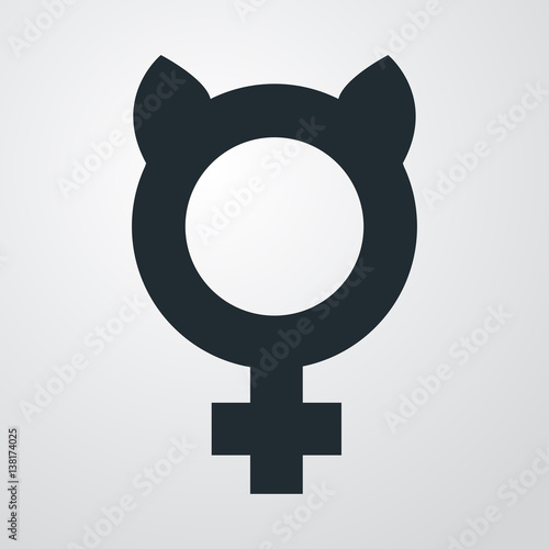 Icono plano femenino con orejas gato en fondo degradado