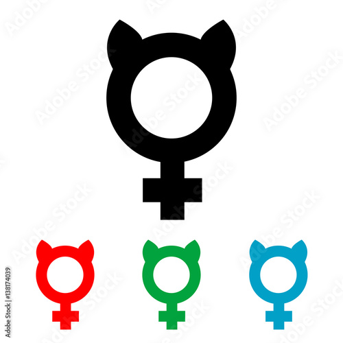 Icono plano femenino con orejas gato varios colores