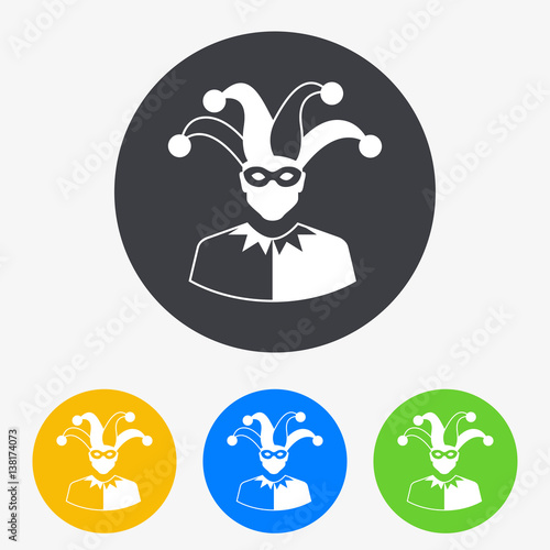 Icono plano silueta arlequín en círculo varios colores