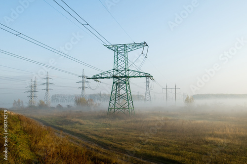 Country scene with High-voltage power line