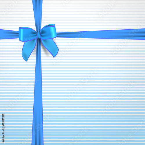 Blue ribbon with a bow. Tape bandages gift. The holiday package with bow knot