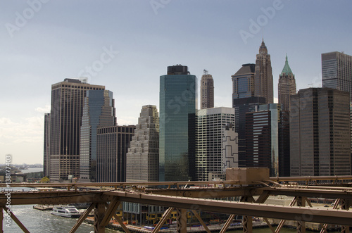 Manhattan skyline as seen from Brooklyn Bridge