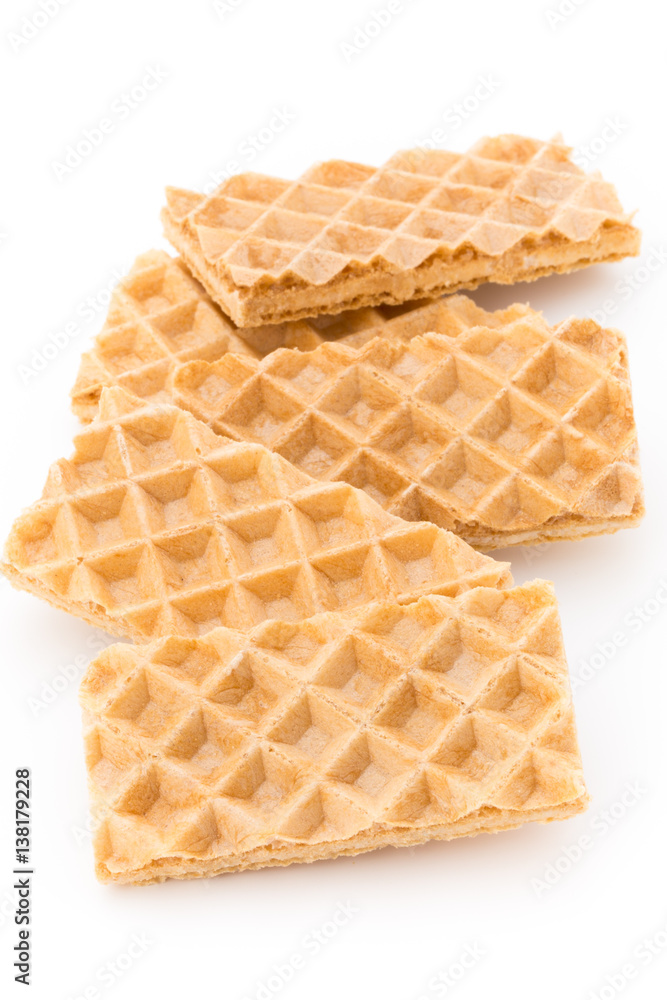 Waffle with crem isolated on white background. Waffle with crem isolated on white background.