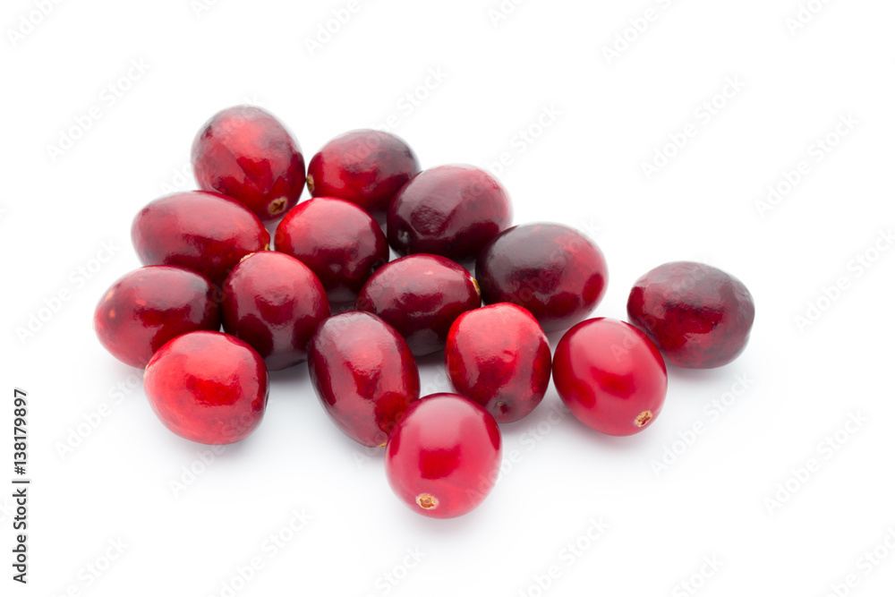 Cranberries top view. Red, ripe cranberries macro view.
