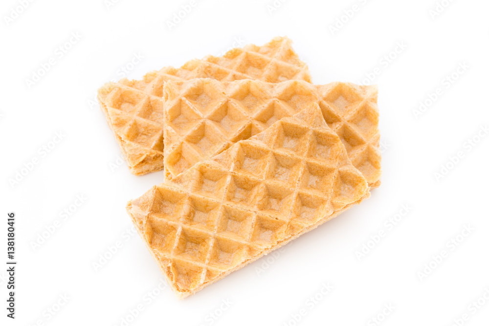 Waffle with crem isolated on white background. Waffle with crem isolated on white background.