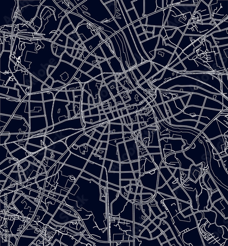 Fotografie Black and white scheme of the Warsaw, Poland. City Plan of Warsaw