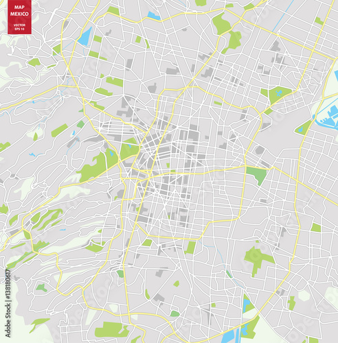Vector color map of  Mexico City  Mexico. City Plan of Mexico City