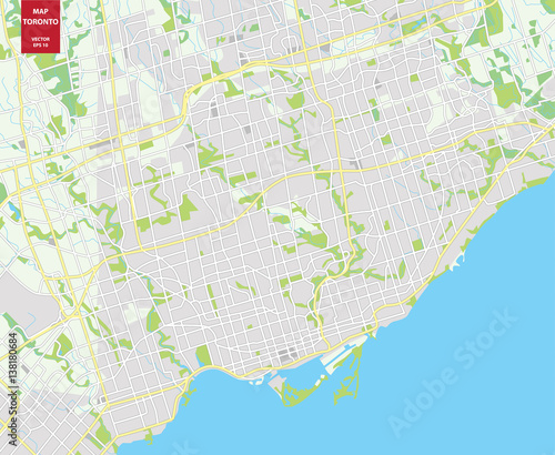 Vector color map of  Toronto, Canada. City Plan of Toronto