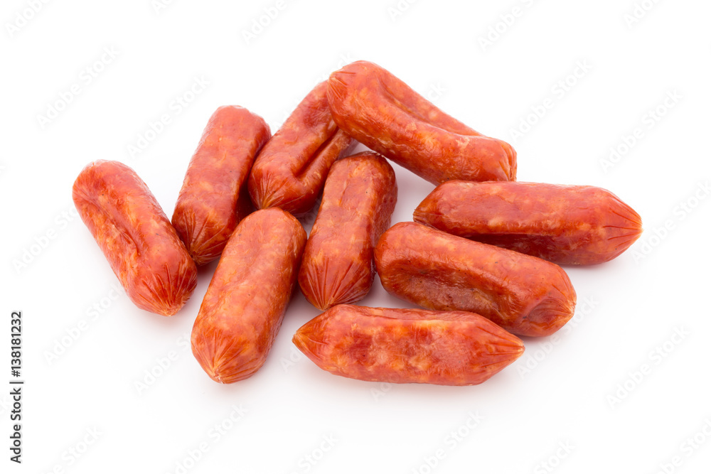 Peperoni or salami, parsley sausage. Isolated on white background. Peperoni or salami, parsley sausage. Isolated on white background.