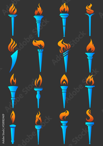 Torch flame logo templates. Symbols