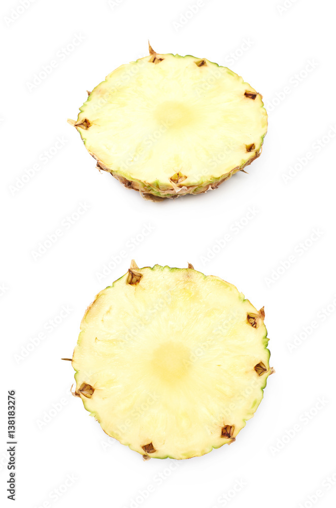 Cross-section pineapple slice isolated Cross-section pineapple slice isolated