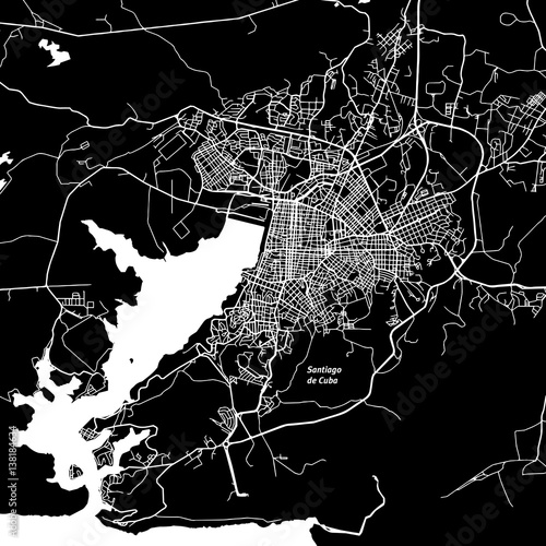 Santiago de Cuba One Color Map