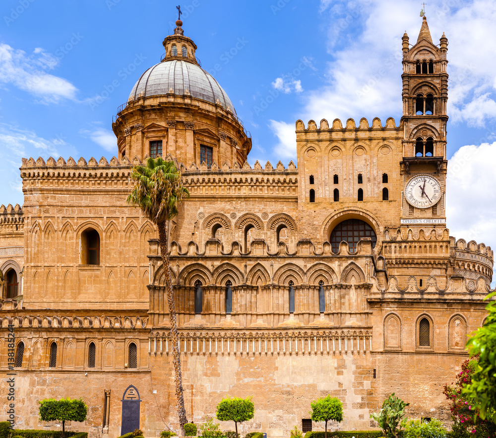 View of the the Cathedral of Palermo is an architectural complex in Palermo (Sicily, Italy)