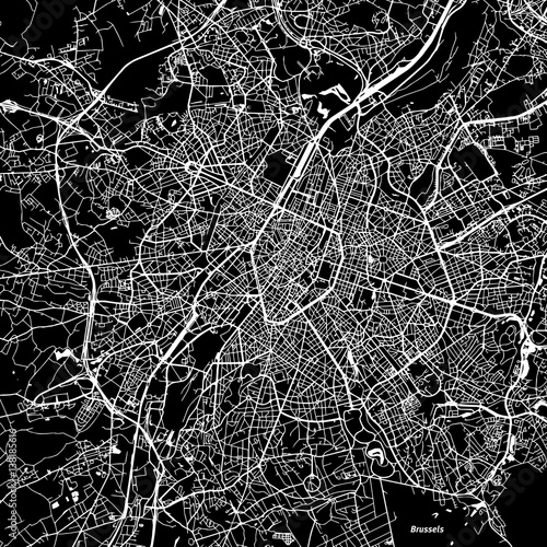 Canvas-taulu Brussels Vector Map