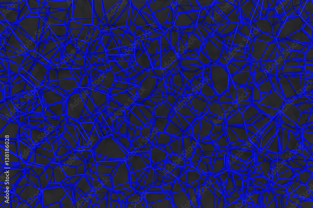 Abstract 3d voronoi lattice on black background