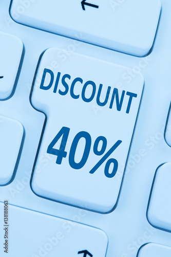 40% forty percent discount button coupon sale online shopping internet shop photo