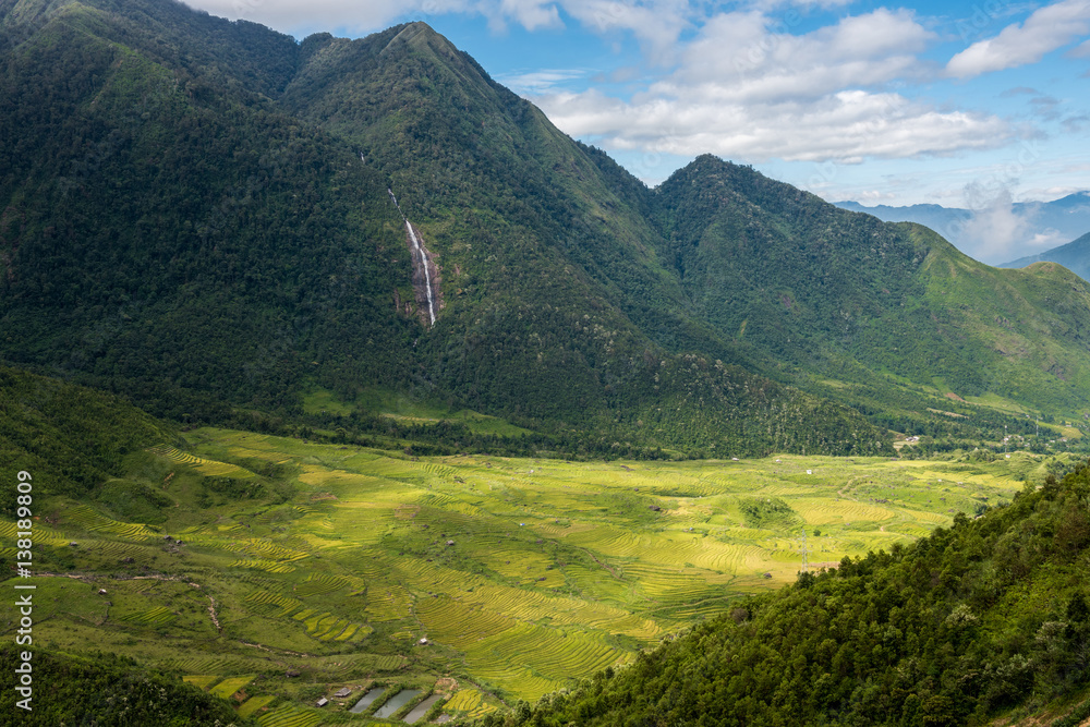 Fototapeta premium Beautiful landscape Rice fields on terraced of Mu Cang Chai, YenBai, Vietnam.