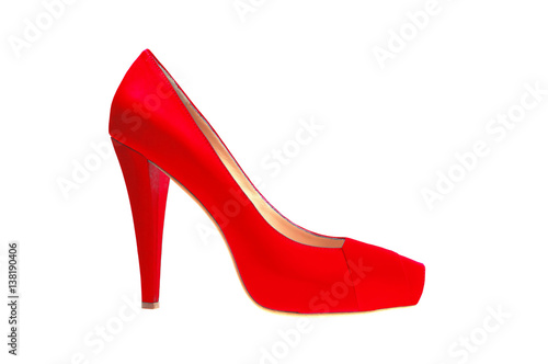 red high heeled shoe isolated on white