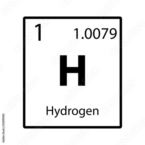 Hydrogen periodic table element icon on white background vector