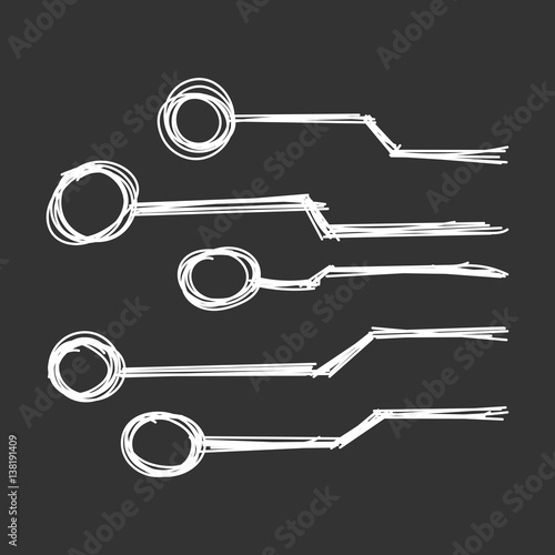 Hand drawn circuit board icon. Doodle scetch technology scheme symbol flat vector illustration on black background.