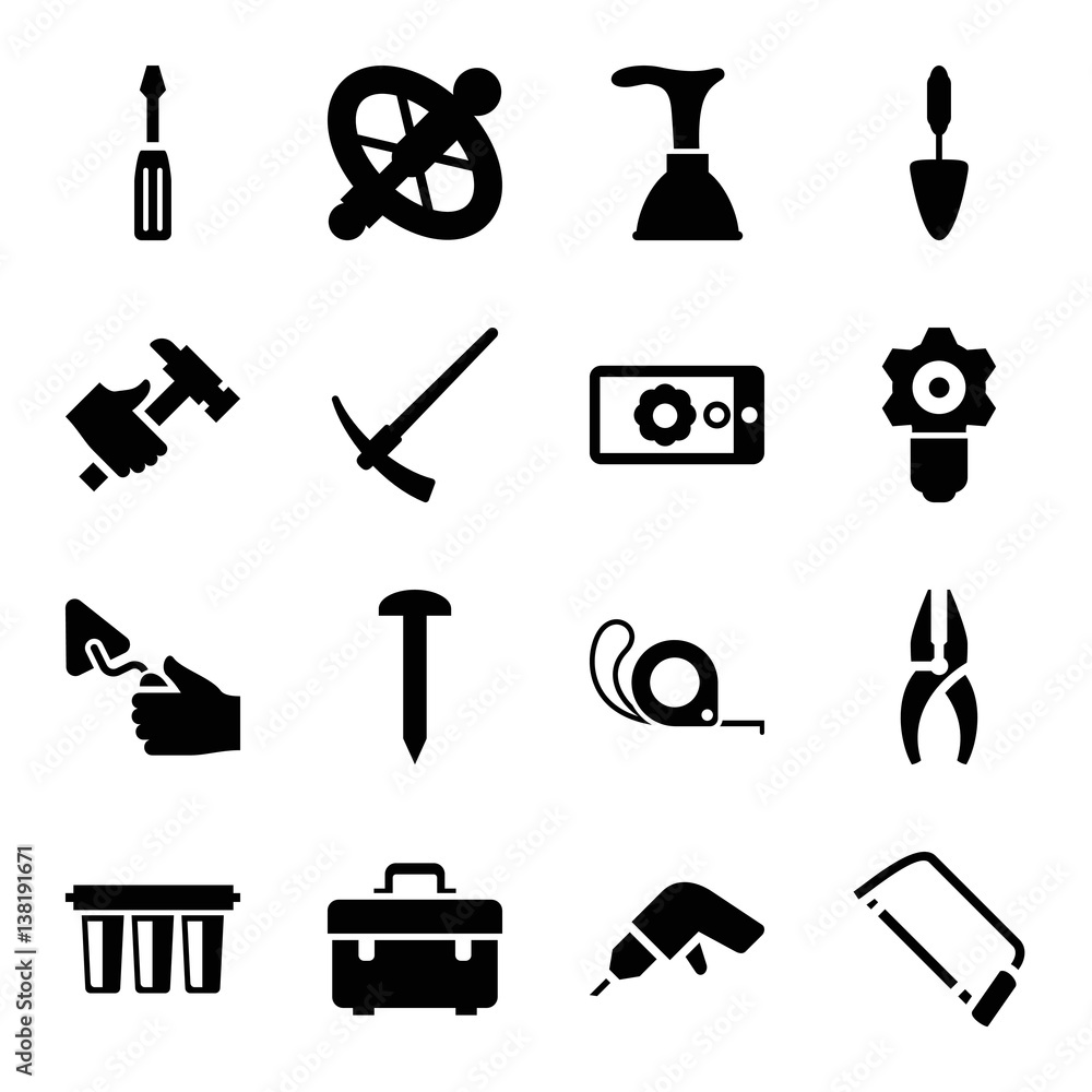 Fototapeta premium Set of 16 repair filled icons