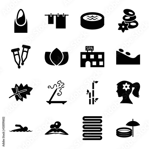 Set of 16 spa filled icons