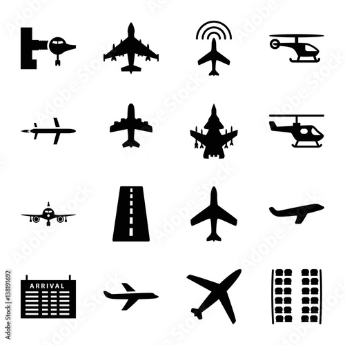 Set of 16 airline filled icons © HN Works