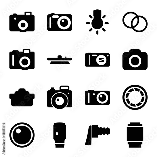 Set of 16 photographic filled icons
