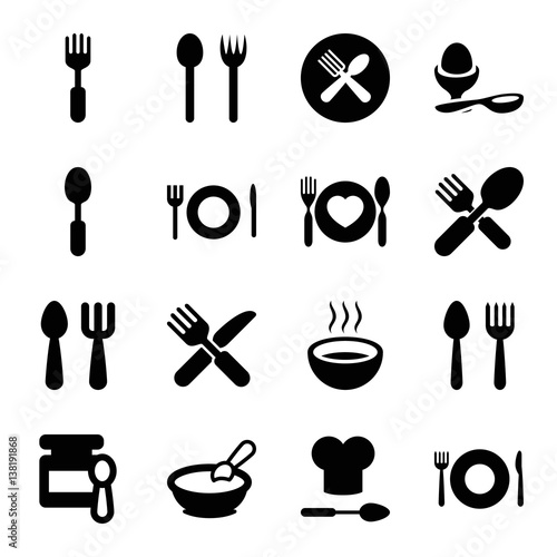 Set of 16 spoon filled icons