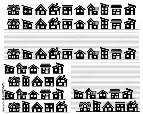 シンプルな家の並び(シルエット)