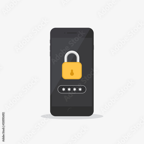 Closed Padlock Security Phone Flat Icon