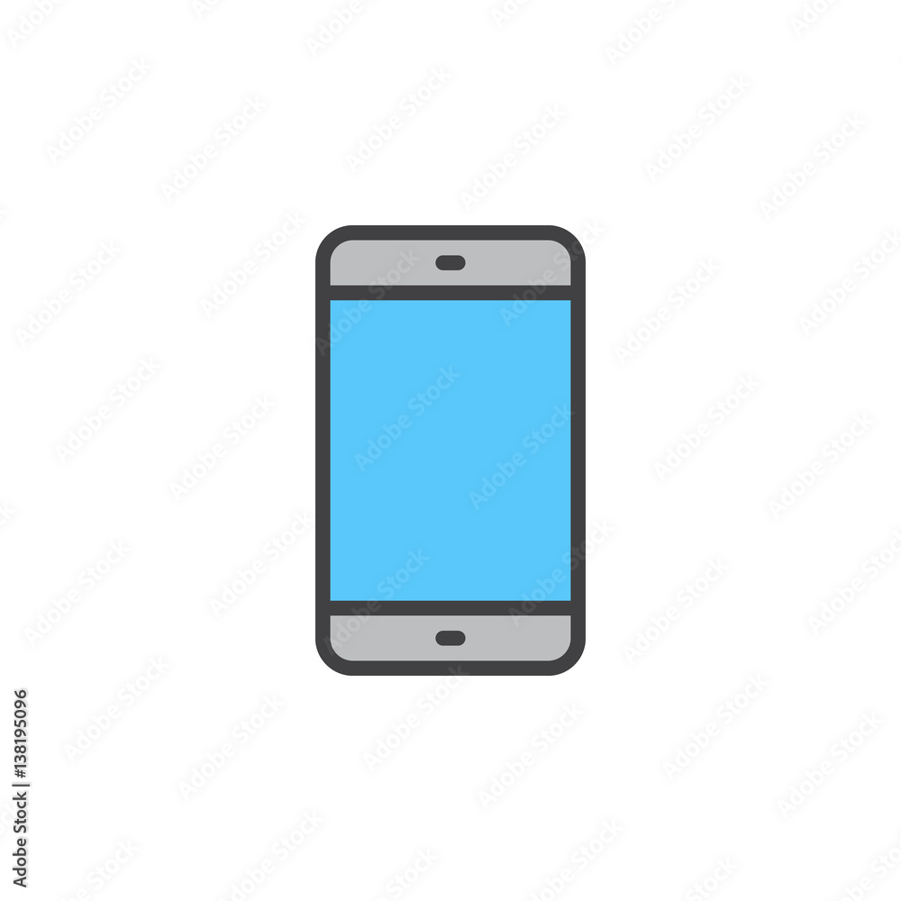 Smartphone line icon, filled outline vector sign, linear colorful pictogram isolated on white. Mobile phone symbol, logo illustration Smartphone line icon, filled outline vector sign, linear colorful pictogram isolated on white. Mobile phone symbol, logo illustration