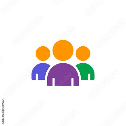People, group, team icon vector, filled flat sign, solid colorful pictogram isolated on white. Leader symbol, logo illustration