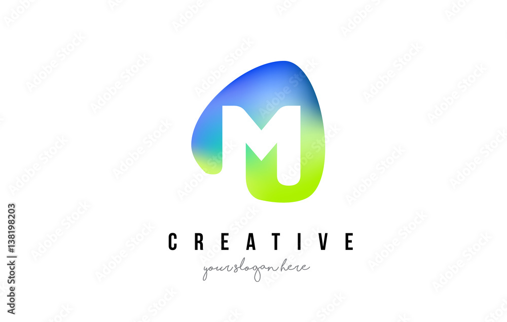 M Letter Logo Design with Oval Green Blue Shape. M Letter Logo Design with Oval Green Blue Shape.