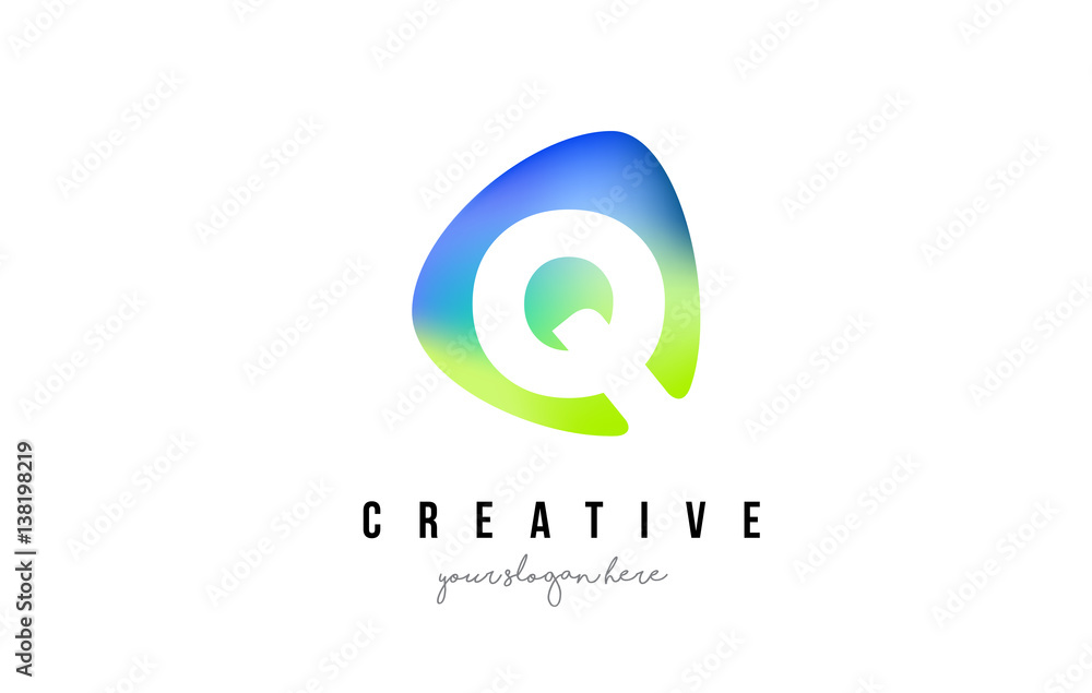 Q Letter Logo Design with Oval Green Blue Shape. Q Letter Logo Design with Oval Green Blue Shape.